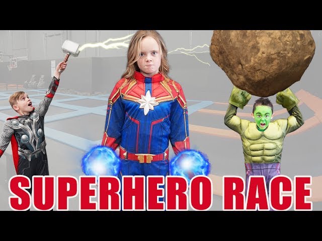 Captain Marvel VS Hulk VS Thor Race! Who Is the Greatest Superhero In Real Life?