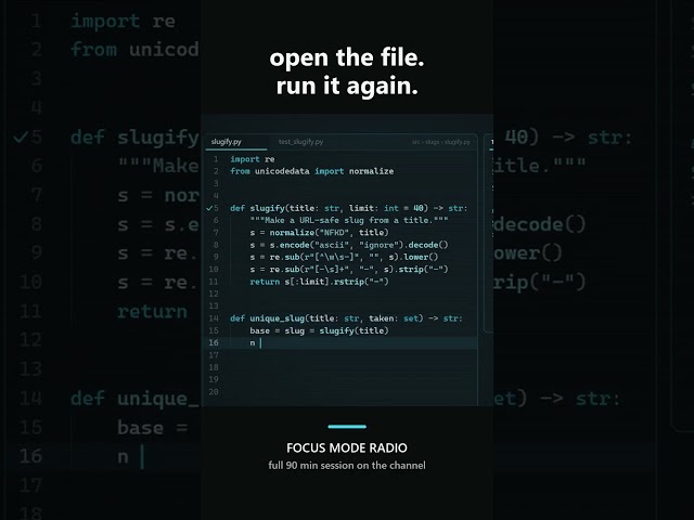 Open the file. Run it again. · Focus Music for Python #Shorts