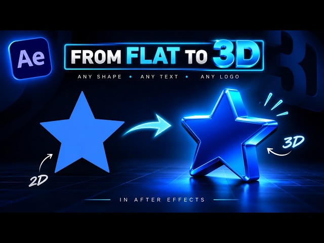 How to Turn ANY Shape, Text & Logo Into 3D in After Effects