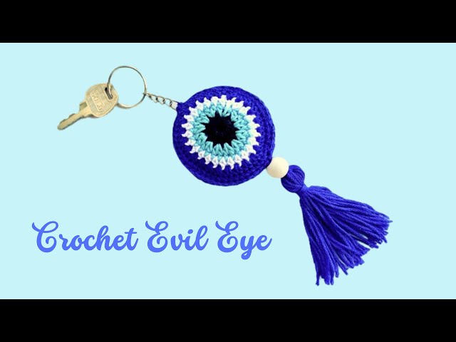 Evil Eye Crochet Keychain Tutorial