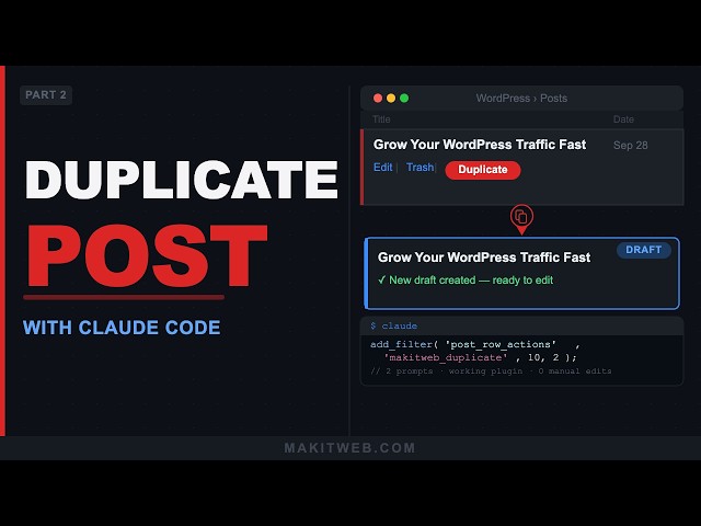 I Added a Duplicate Button to WordPress with Claude Code