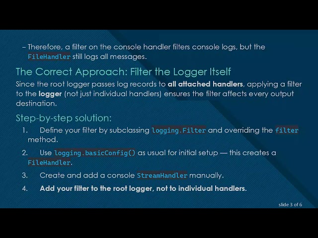 Applying a logging.Filter to Both Console and File Handlers in Python