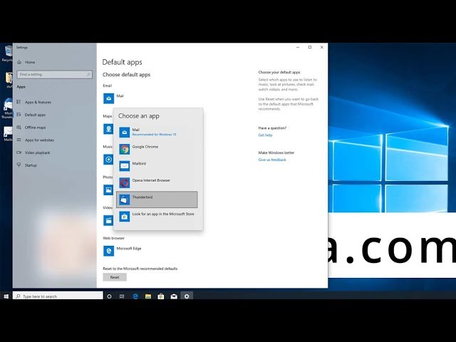 Change default email client on Windows 10