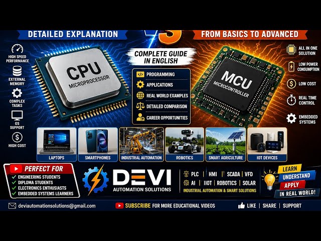 1DE.Microprocessor vs Microcontroller Explained in English | Programming& Applications-English