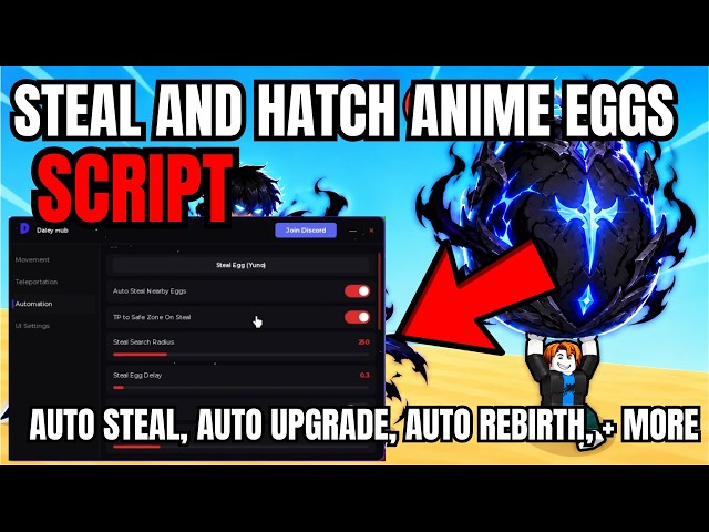 [ NEW ] Roblox Steal and Hatch Anime Eggs OP Script | Auto Steal, Auto Upgrade, Auto Rebirth, + More