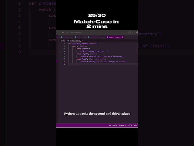 Match-Case in 2 mins on day 25.  #coding #programming #python