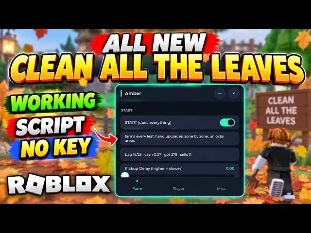[ALL NEW] Clean All The Leaves Script NO KEY | Auto Farm, Collect, Sell, Teleport & More - Roblox