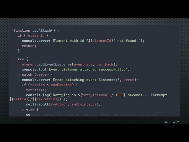 How to Fix ReferenceError: element is not defined & Retry Adding Event Listeners in JavaScript