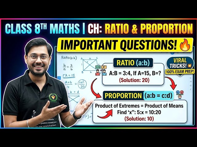 Ratio and Proportion Class 8 Maths: Important Questions Solved in Seconds! 🔥 | Short Tricks