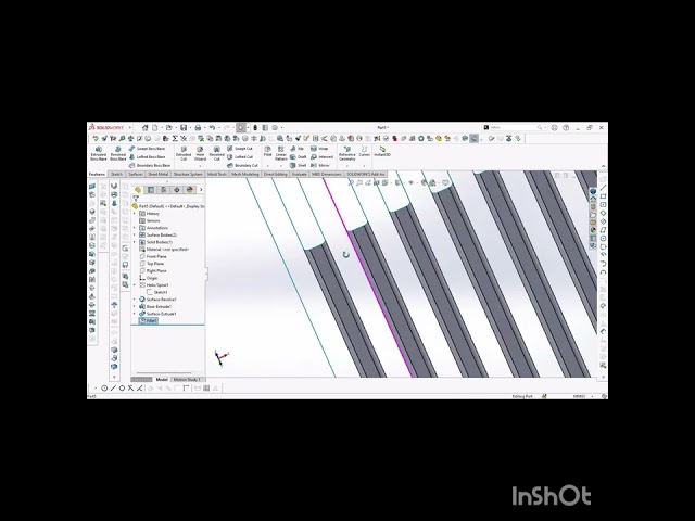 Solid work design using variable pitch, surface, intersection curve cnc parametric wall