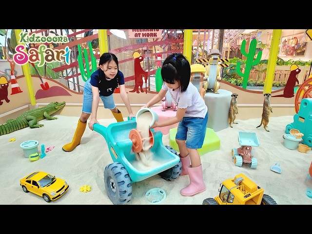 Play with sand toys, ball pools, and crocodile balloons at the children's playground.