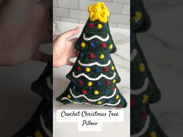 🎄 Crocheted Christmas Tree Decorative Pillow | Handmade Holiday Home Décor ✨