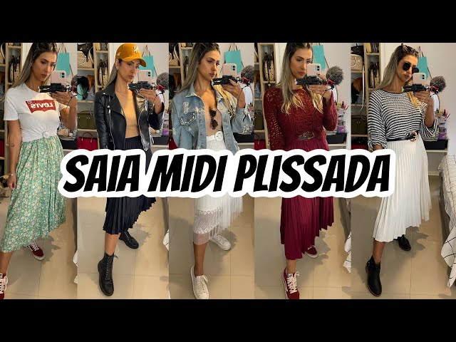 COMO USAR SAIA MIDI PLISSADA, 10 looks com saia midi 2021