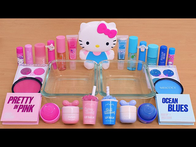 Pink vs Blue - Mixing Makeup Eyeshadow Into Slime ASMR