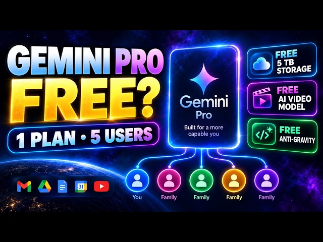 Gemini Pro FREE: Antigravity + AI Video + 5 TB + Family Sharing
