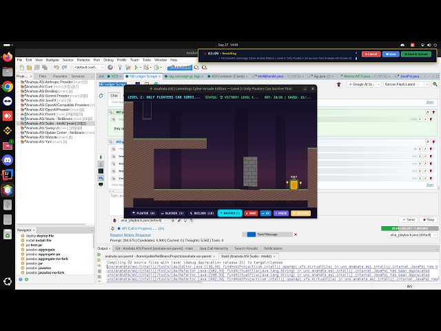 ⚡ Pure JavaFX Lemmings Cyber-Arcade Edition | Level 2: Only Floaters Can Survive This! Anahata ASI