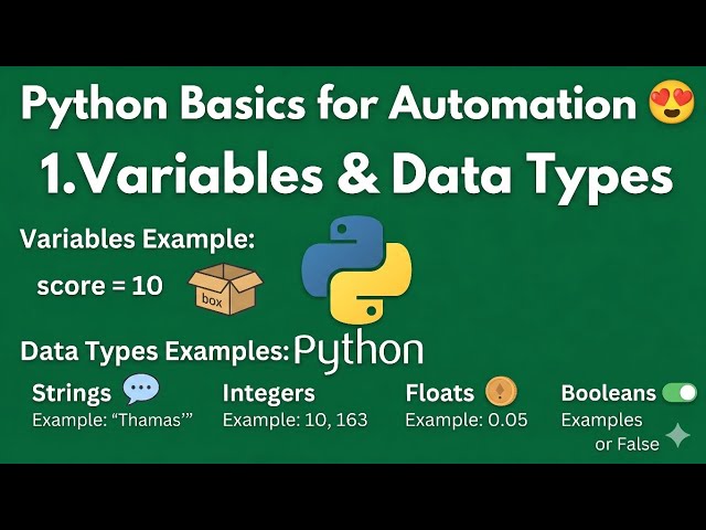 Python Basics for Automation👍🏻 Variables & Data Types Explained in Telugu @techagent2.0