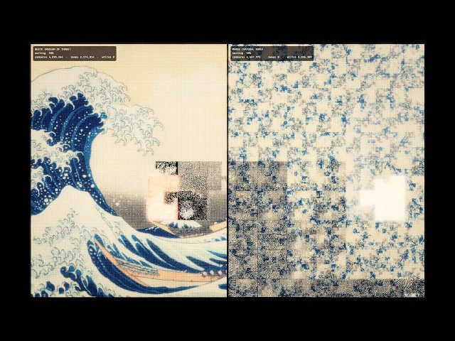 Quicksort vs Merge Sort — Reconstructing the Great Wave (4K with bleeps)