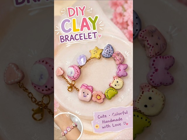 Diy bracelet with clay 🎀| #shorts  #diy #craft #claybracelet #art #shortsfeed #claycharms #crafty