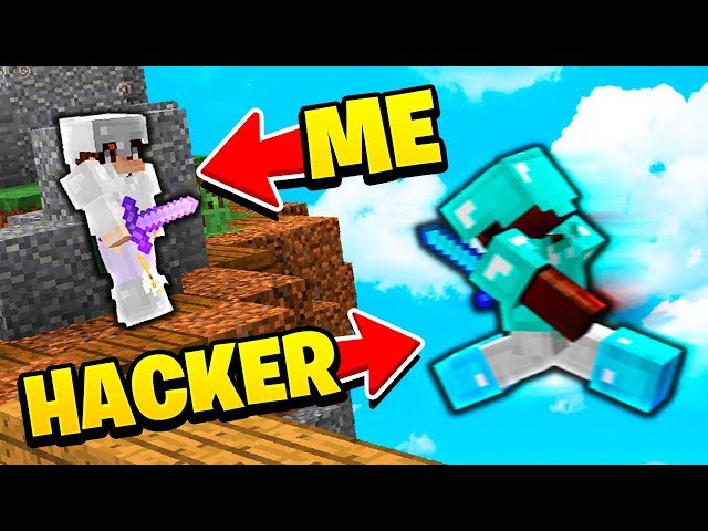 Minecraft Skywars HACKER uses FLY HACKS to chase me but FAILS...