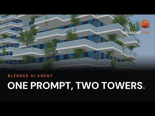 One prompt built two towers in Blender. Real geometry, not a render.