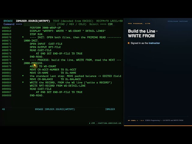 COBOL Programming I - Session 5.6 Write From