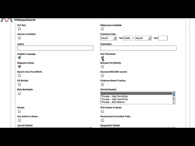 CINAHL Advanced Options