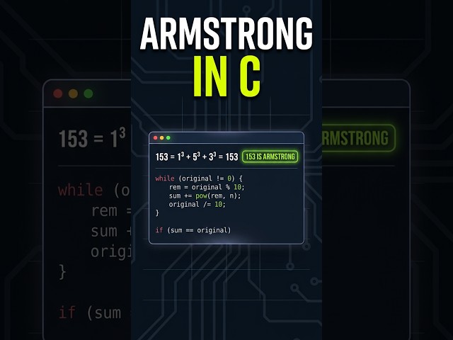 C Program to Check Armstrong Number in 40 Sec 🔥 #shorts