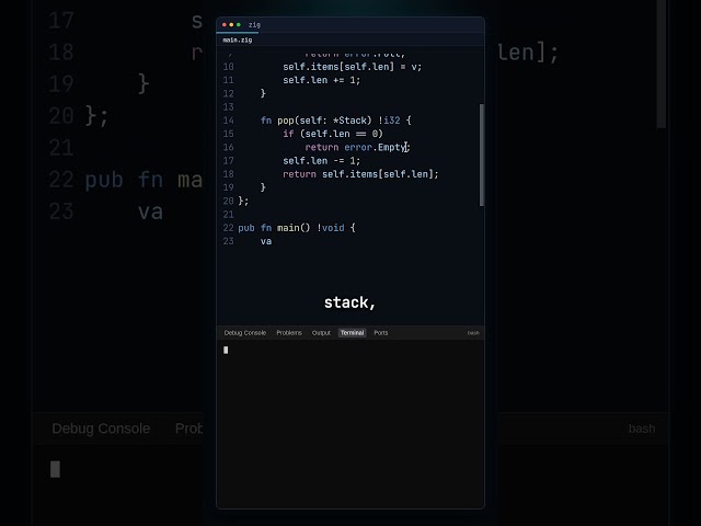 Build a stack in Zig and handle errors #Shorts