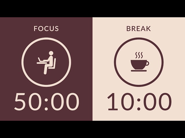 50/10 Pomodoro Timer with Brown Noise 🎧 3-Hour Study with Me for Deep Focus & ADHD ✨