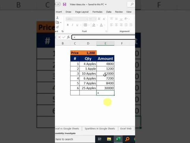 Start Excel Formulas with a Plus (+) Symbol