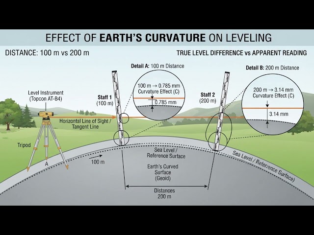 Earth Curvature Error in Level Surveying | Why Long Sight Distances Are Avoided? #civilengineering