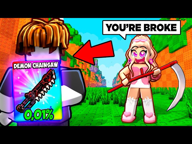 I Pretended to be a NOOB then used 0.1% DEMON CHAINSAW +1 Cut Grass Adventure!
