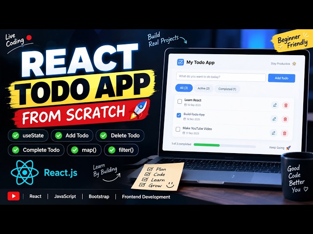 React Todo App From Scratch 🚀 | useState, map(), filter() | Hindi