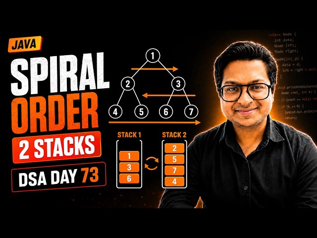 Spiral Order Traversal of Binary Tree Using Two Stacks in Java | DSA Day 73