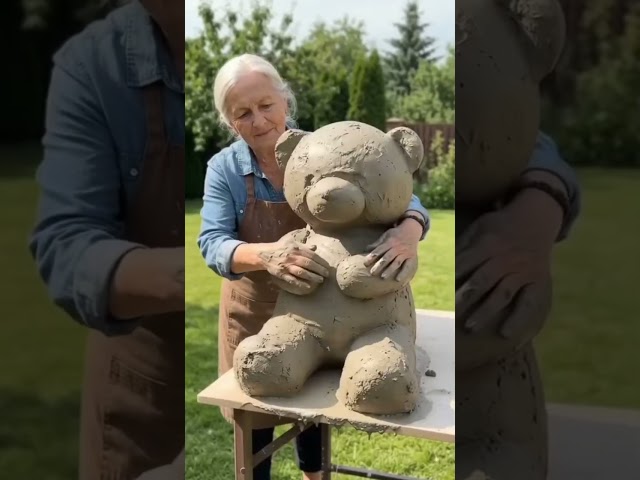 DIY Concrete Teddy Bear Garden Statue Tutorial! 🧸🌹