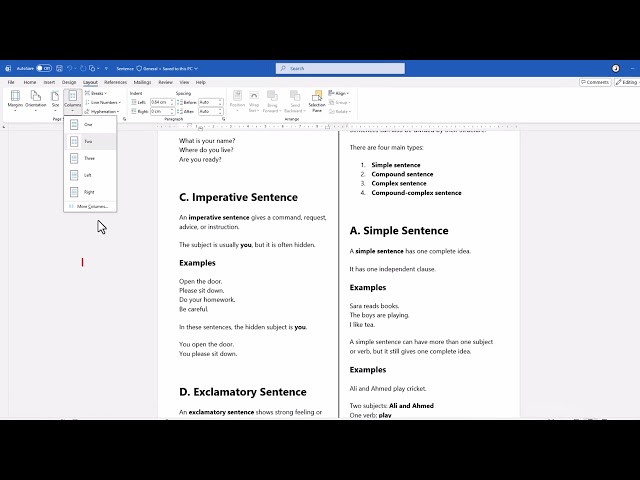 How to Add a Vertical Line Between Two Columns in Microsoft Word