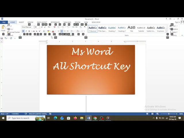 Ms Word All Shortcut Key