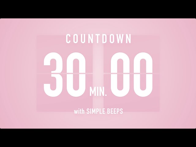 30 Minute Countdown Timer 🌸 Flip Clock with Simple Beeps 🔔