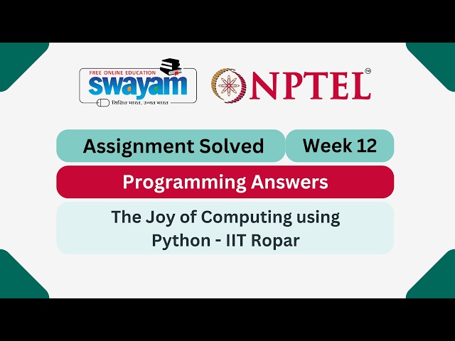 The Joy of Computing using Python Week 12 | Programming Answers || #nptel #nptel2026 #myswayam