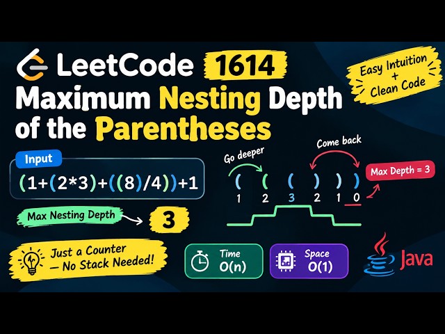 LeetCode 1614 Maximum Nesting Depth of Parentheses | Easy O(n) Java Solution Discussion