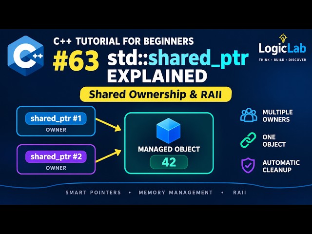 C++ Tutorial for Beginners #63 — std::shared_ptr Explained | Shared Ownership & RAII