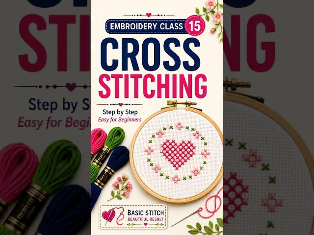 Cross Stitch ✨ | Simple & Beautiful Embroidery Design 🧵 #Embroidery #HandEmbroidery  #ViralShorts