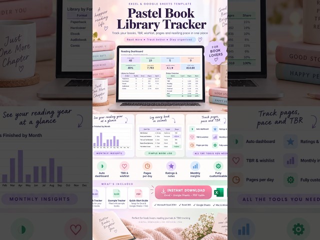 Organize Your Reading Life 📚 | Book Library Tracker Template #Shorts