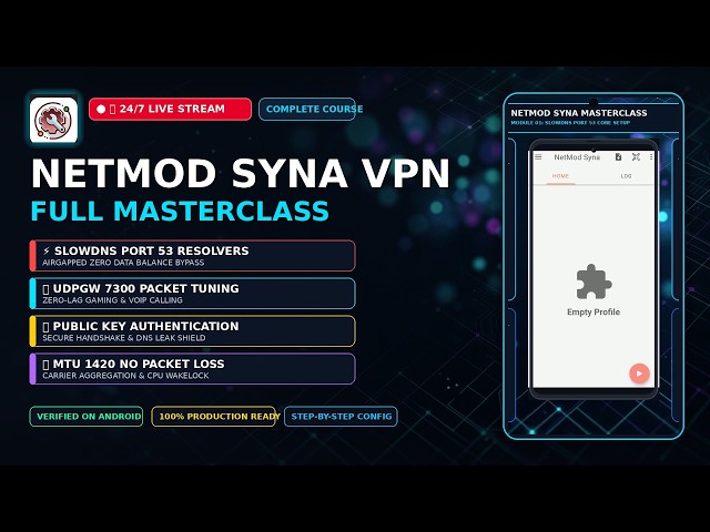 🔴 NetMod Syna VPN SlowDNS 2024: Free Zero Balance Internet & UDPGW 7300 Setup Masterclass