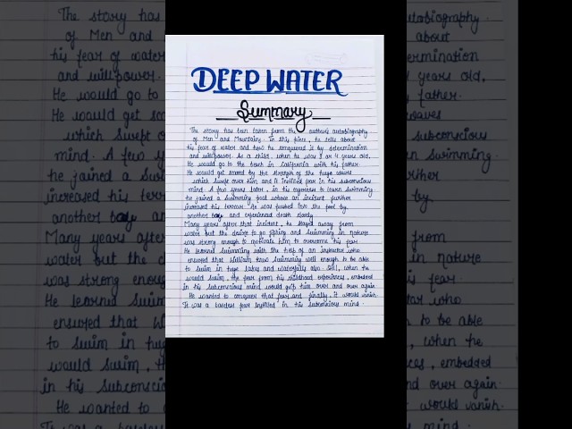 Summary : Deep Water #shorts #ytshorts
