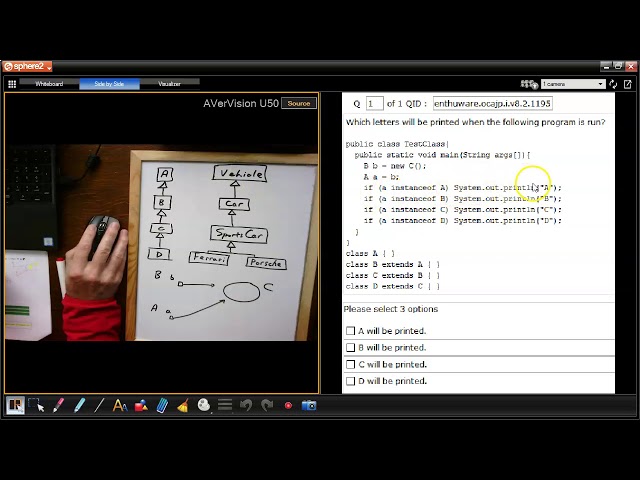 Java instanceof Tutorial with upcasting.    (enthuware.ocajp.i.v8.2.1195)