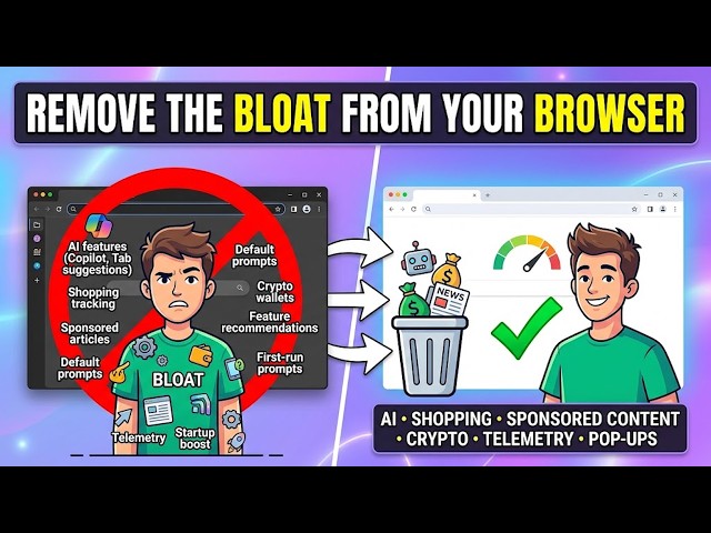 ✅ Remove The Bloat From Your Browser - AI, Default Prompts, Shopping, Telemetry, 1st Run Wizards.. ✅