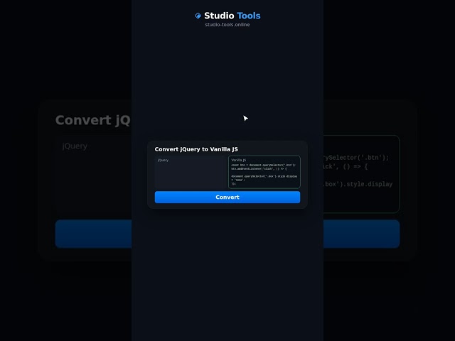 jQuery to Vanilla JS Converter – drop the library
