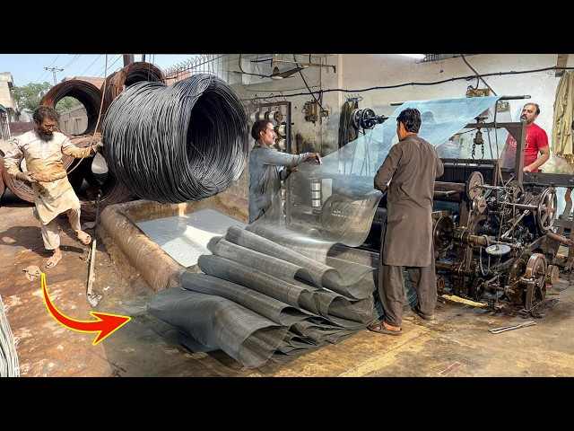 Amazing Manufacturing Process of IRON MESH | How Steel Wire Coils Are Transformed Into Mesh